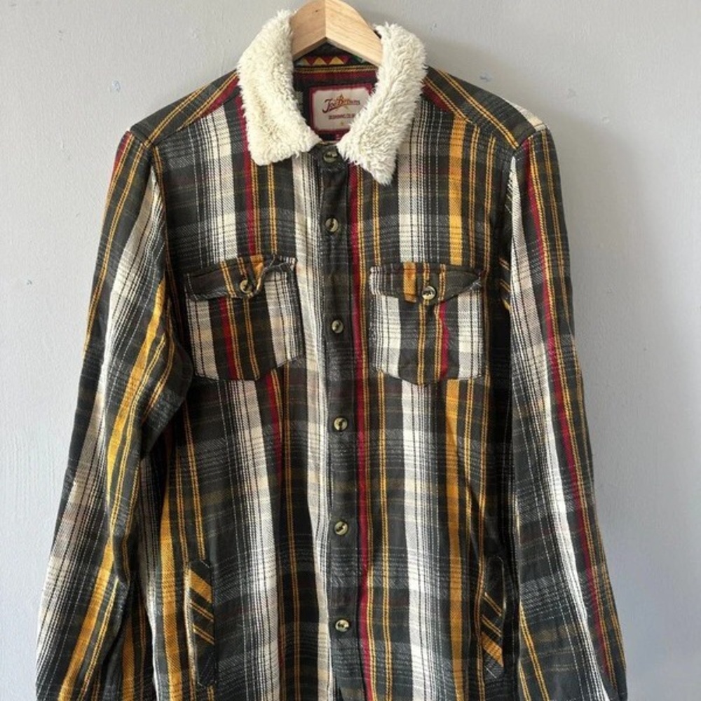 Forever 21 Multicolor Plaid Blouse with Sherpa Collar